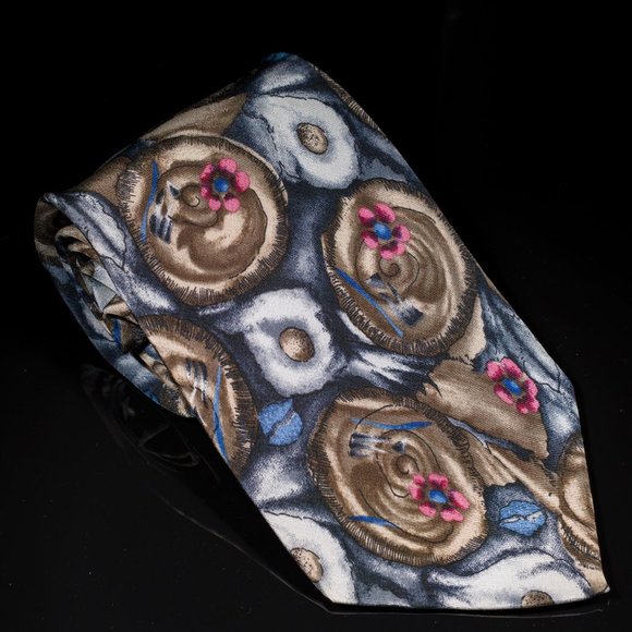 Vintage J. Garcia "Snail Garden" Collection 9 Designer 100$ Silk Tie XL - Picture 2 of 5